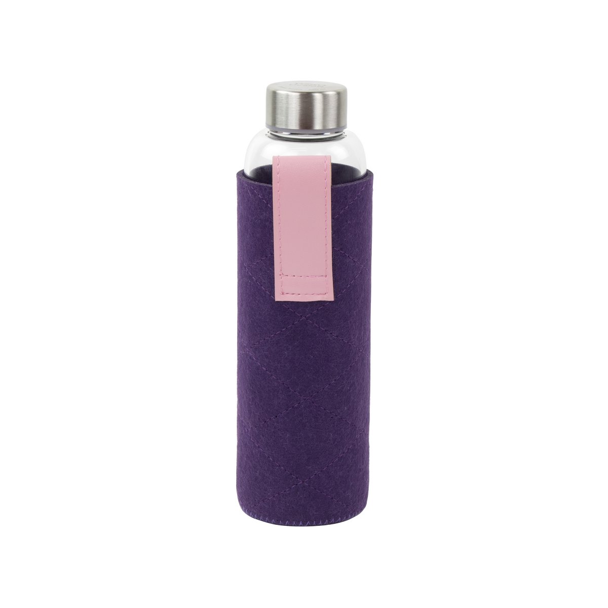 Glasflaschen mit Filzbeutel 550 ml Lila
