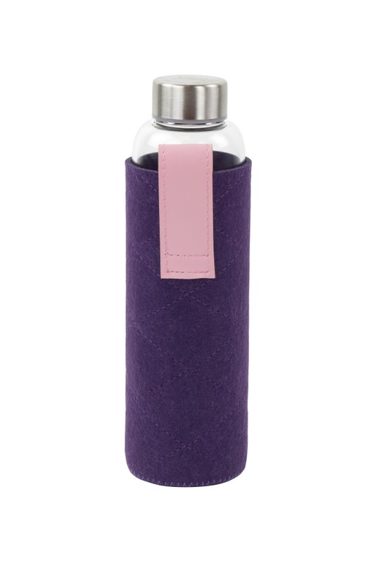 Glass bottles with felt pouch 550ml Purple