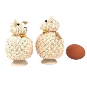 Luna-Leena Easter 2x egg warmer lamb - off white - organic cotton - hand crocheted in Nepal