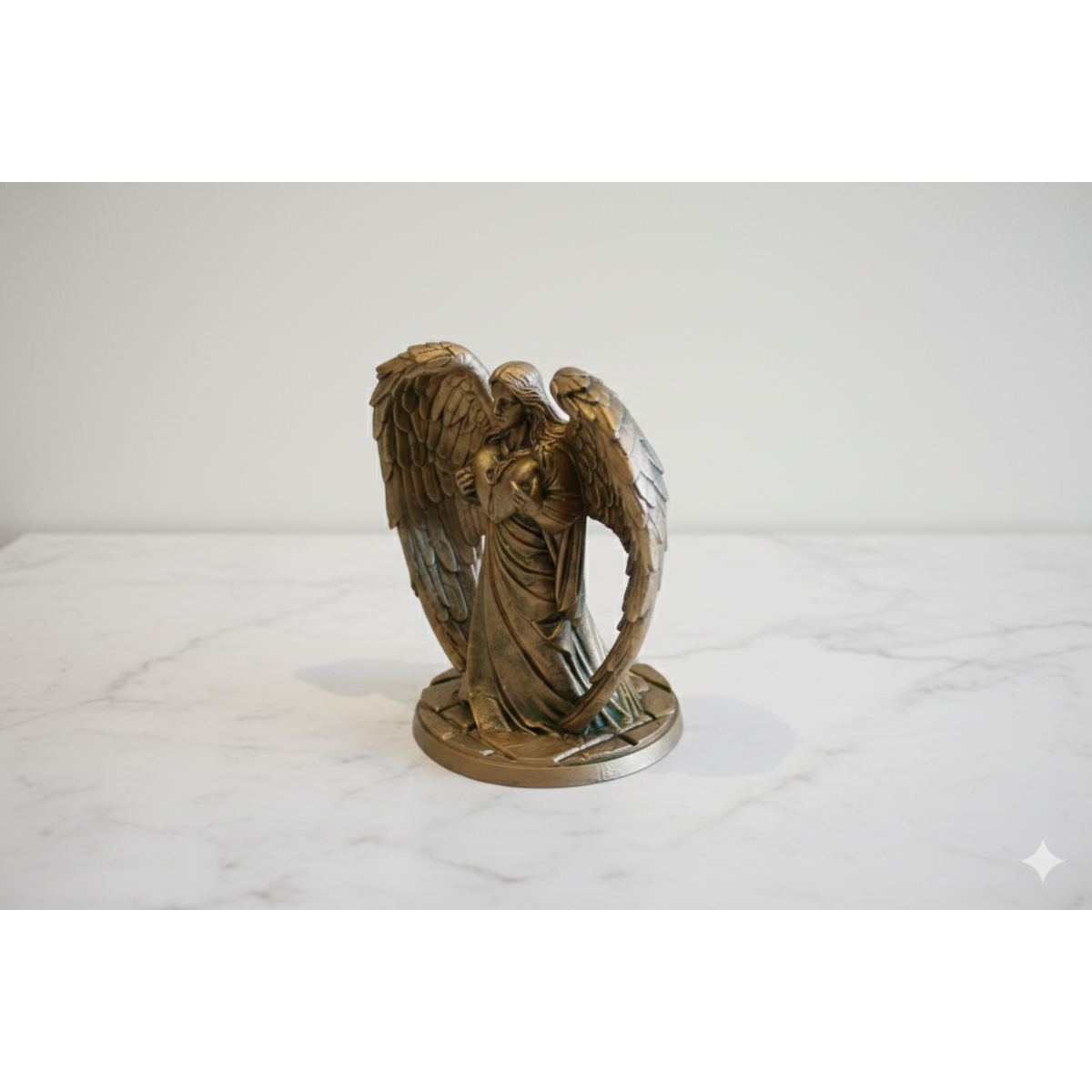 Sculpture d’ange avec cœur – peinte à la main
