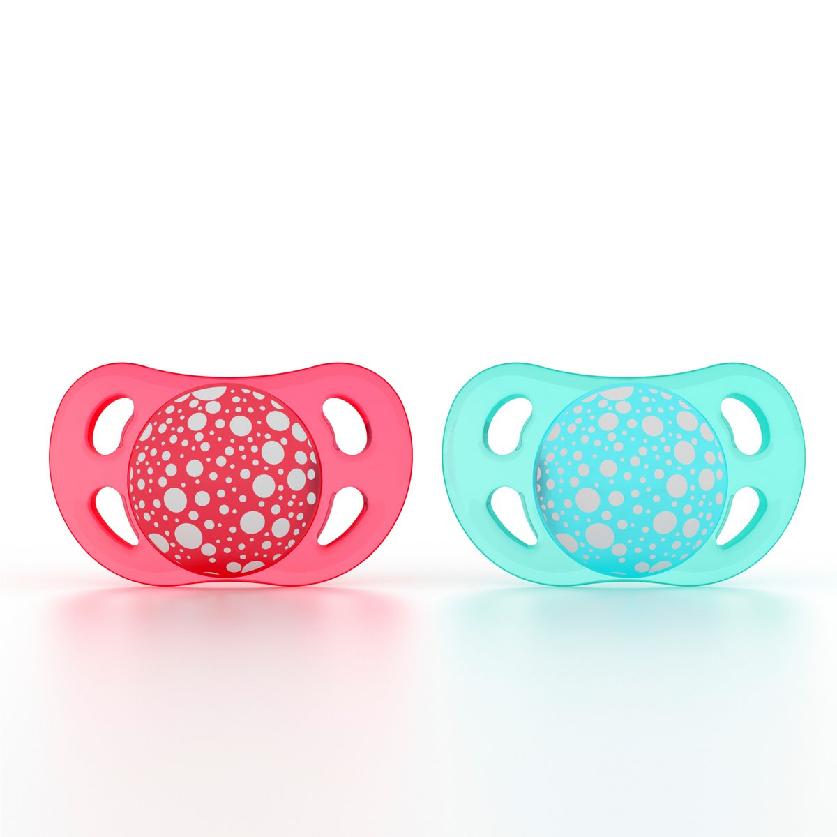Set of 2 pacifiers 2m+ peach+turquoise