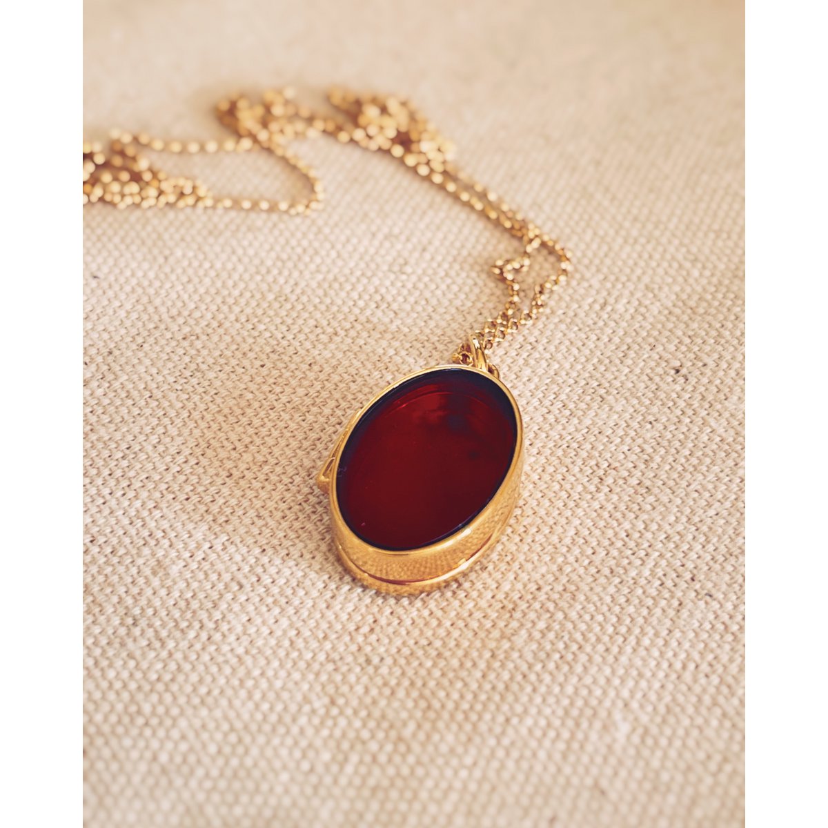 Locket necklace Treasure of Baltic Sea with amber gold
