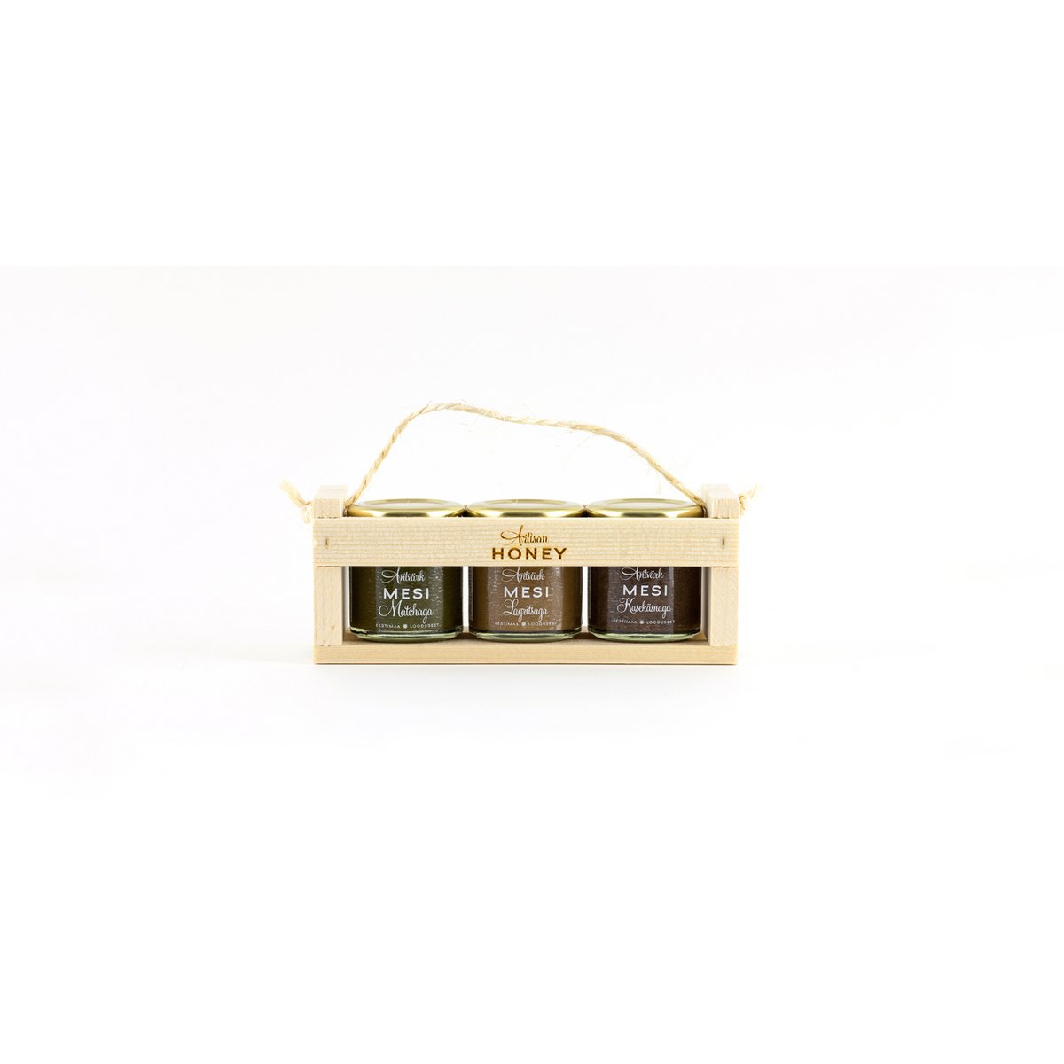 3x50 g package: blossom honey, honey with matcha, honey with wild berries