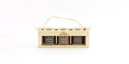 3x50 g package: blossom honey, honey with matcha, honey with wild berries