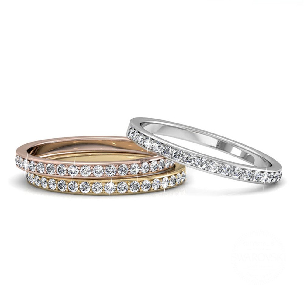 Bague Trinity - Argenté Doré Or rosé et Cristal