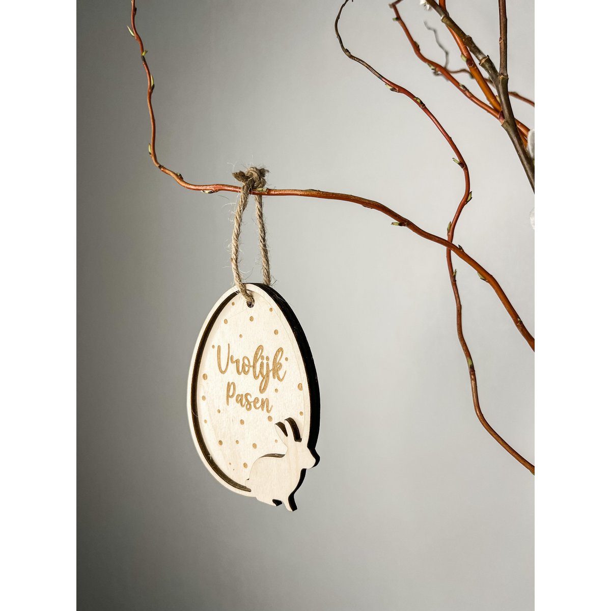 Pendentif de Pâques | Joyeuses Pâques à pois avec lièvre