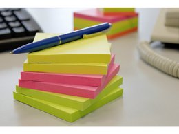 Info notes 75x75mm ass. kleuren pak 6 blok geel, rose, groen