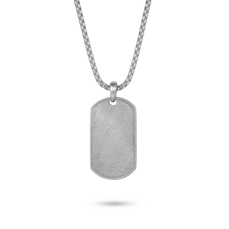 Silver Dog Tag Pendant Necklace