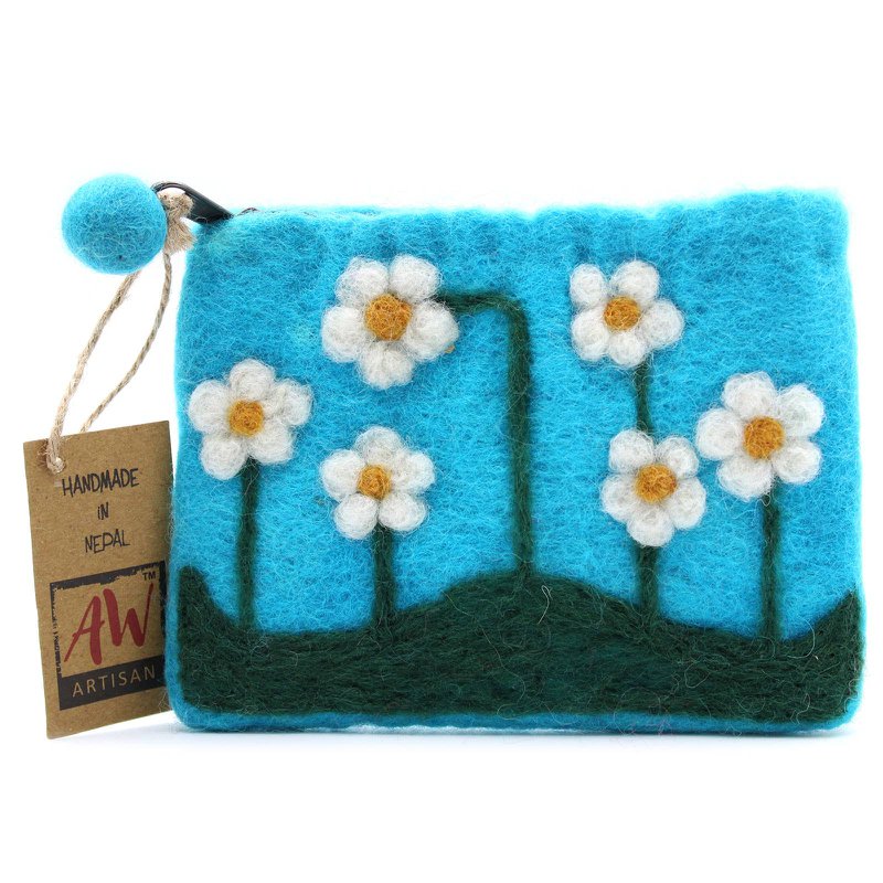 Etui met natuurlijke vilten rits (assortiment) - Bloementuin