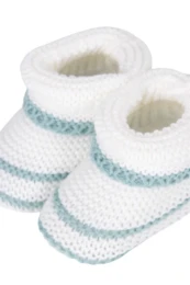 Patucos de punto para bebé, rayas verdes, paquete de 4