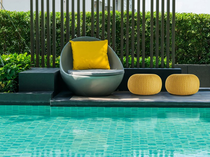 Pouf outdoor ø55cm Sitzpouf Terrasse Pool Garten