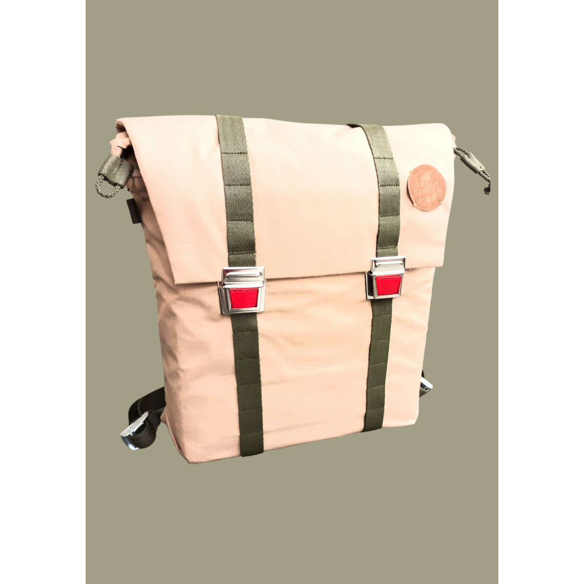 SCHOOL BAG CAT EYES – ECO HEMP »BEACH« SAND-REED GREEN