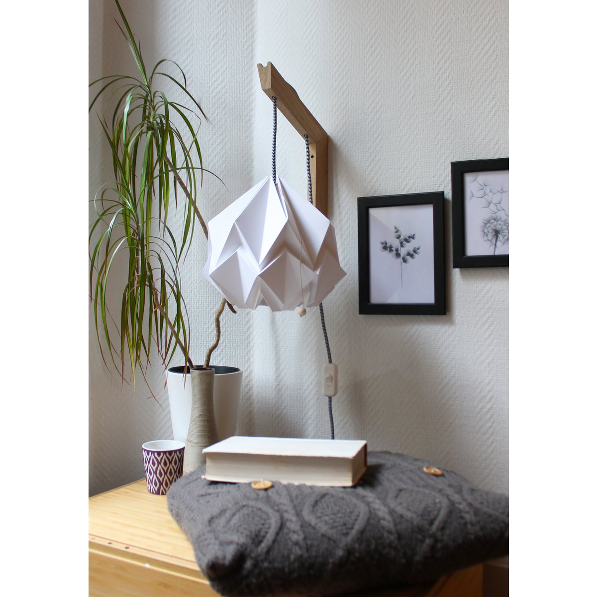 Aplique de madera y suspensión Origami Design en Papel