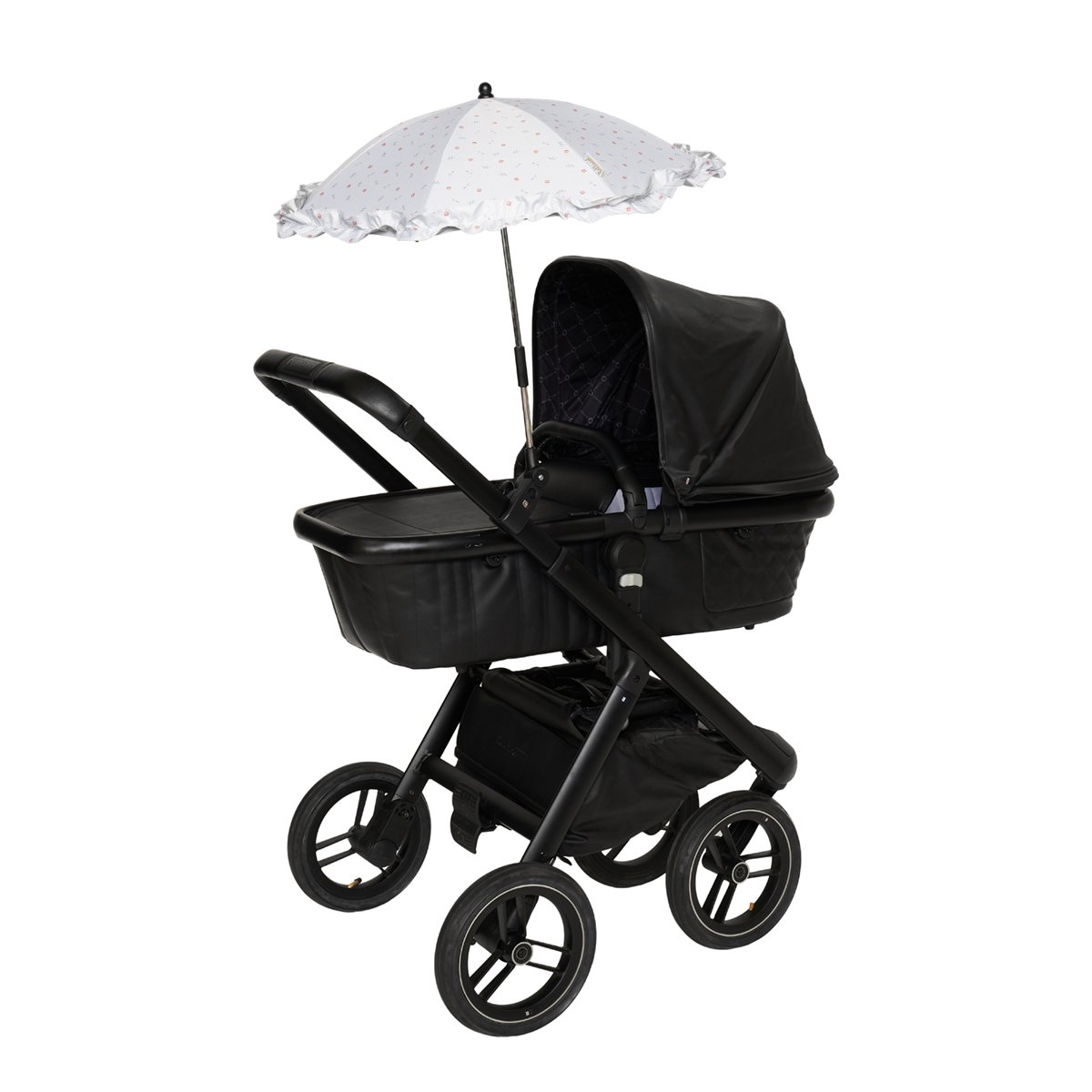 Bellasol - White with red flowers - Parasol pram/buggy universal - Special UV-resistant coating - 1 year warranty Copy 1