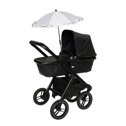 Bellasol - Hvid med røde blomster - Parasol barnevogn/buggy universal - Speciel UV-bestandig belægning - 1 års garanti Kopi 1