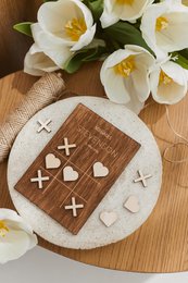Wedding Favor Personalized Tic Tac Toe Game, Engraved Wooden Keepsake, Interactive Guest Gift Idea, Unique Wedding Guest Gift