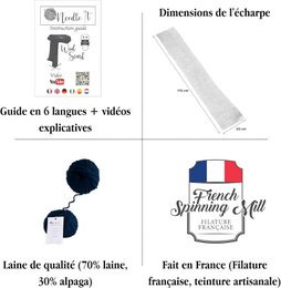 NEEDLE IT® Kit Tricot pour débutant adulte complet avec aiguilles à tricot – Écharpe en laine à tricoter soi-même - Idée Cadeau (Bleu Marine)