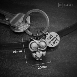Llavero búho "Owl you need is Love" Owly con corazón y grabado - amuleto de la suerte dulce búho