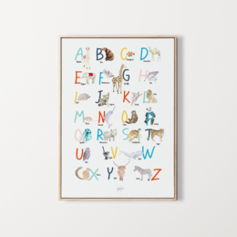 Affiche d'apprentissage Alphabet à l'aquarelle modèle unique