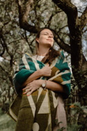 Ecuadorian alpaca blanket | native blanket | Imbabura Green