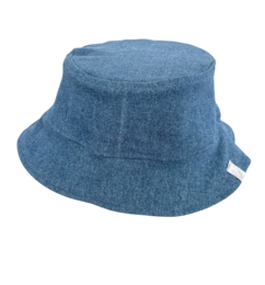  Dark blue denim bucket hat, casual style, round wide brim, unisex fashion accessory