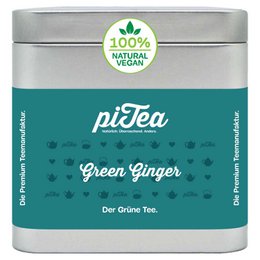  Green tea with ginger, 100% natural and vegan, available in different packaging sizes.