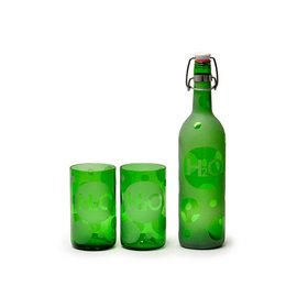 Vandflaske- og glassæt "H2O" (sæt med 2 glas)