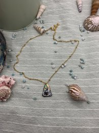 Muschelkette | Paua/Abalone 40 cm goldener Edelstahl handgefertigter Strand-Ozean-Schmuck