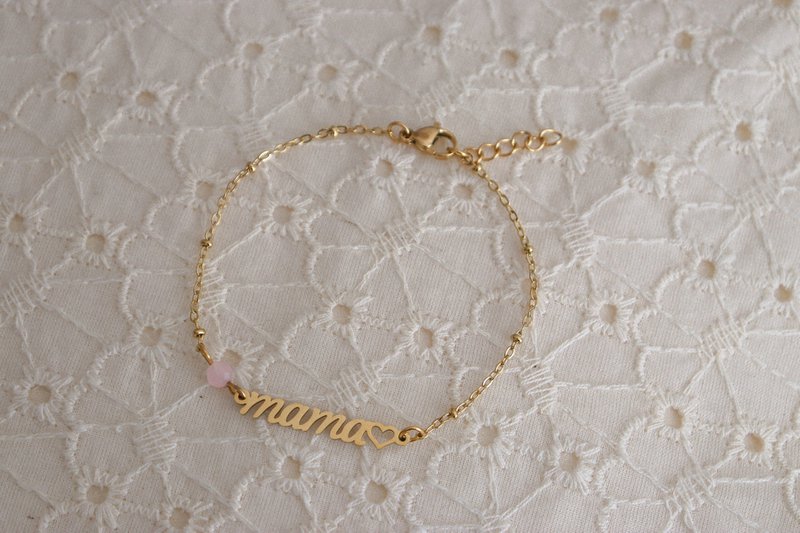 Bracelet Mama & Quartz Rose - Or