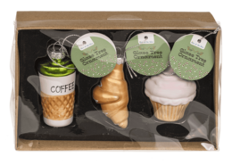 Glass tree decorations, Coffee, set of 3, Coffee