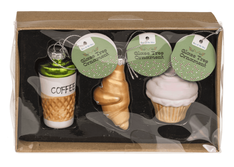 Glass tree decorations, Coffee, set of 3, Coffee