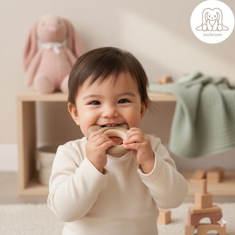 BEAR | Soft Wood & Silicone Teether | KHAKI