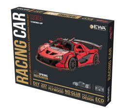 Eco Wood Art (EWA) DIY 3D Mechanical Model Racing Car Rot, 4073, 21x9,5x 5,7 cm