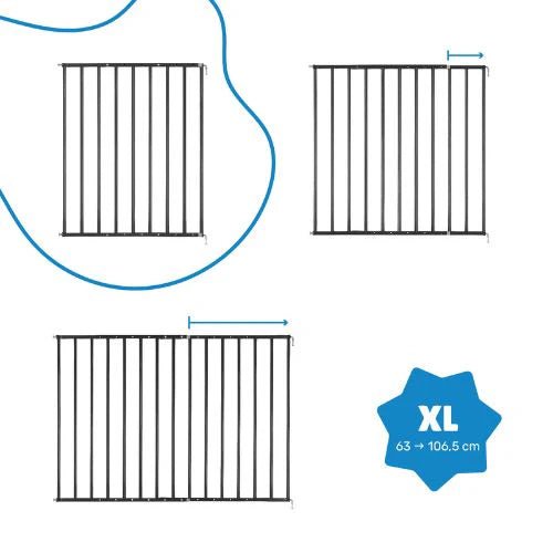 SICHERHEITSBARRIERE, SCHRAUBBEFESTIGUNG (60 - 107 CM) – SICHERES UND SCHÜTZENDES METALL XL