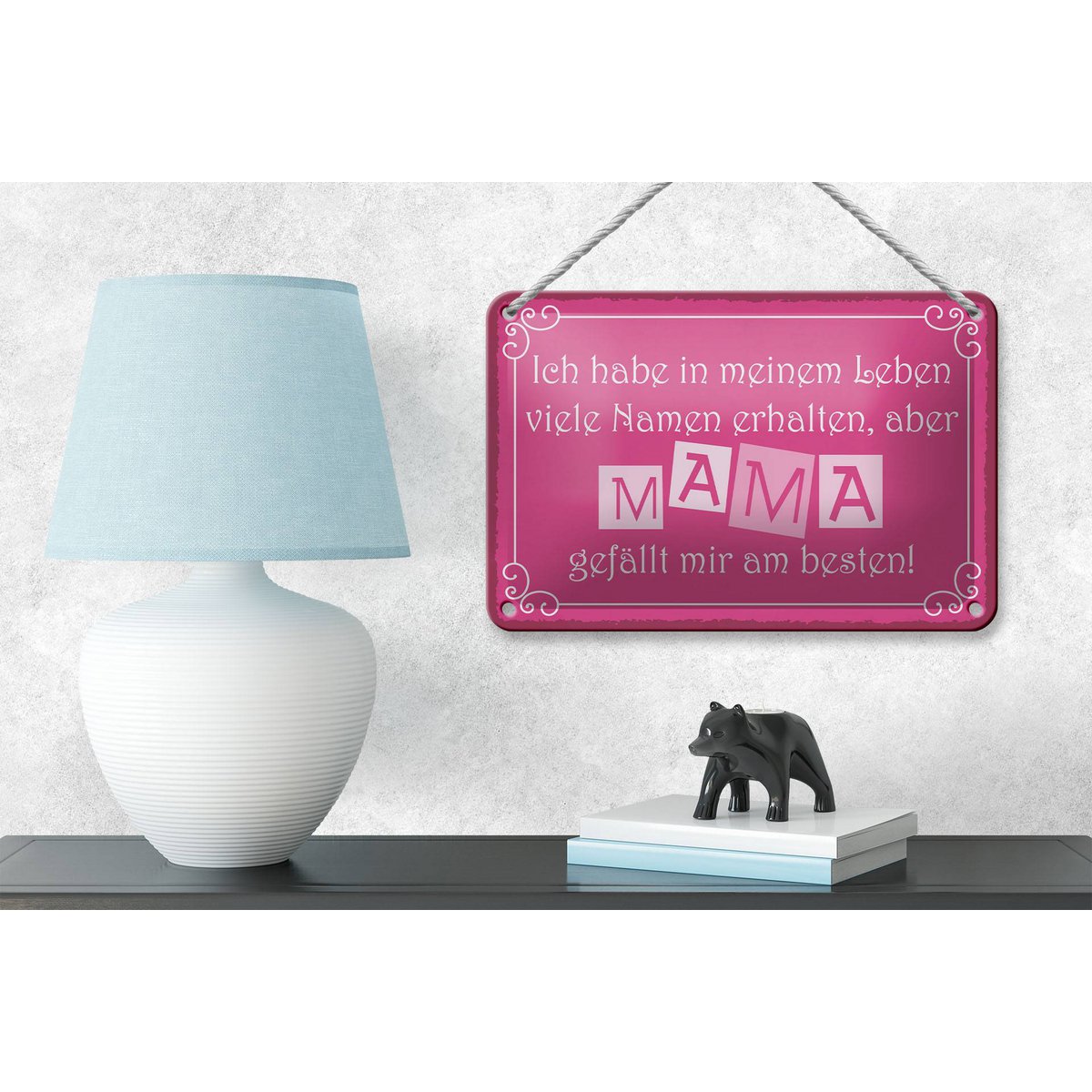 Tin sign saying 18x12cm Name Mom is my favorite decoration