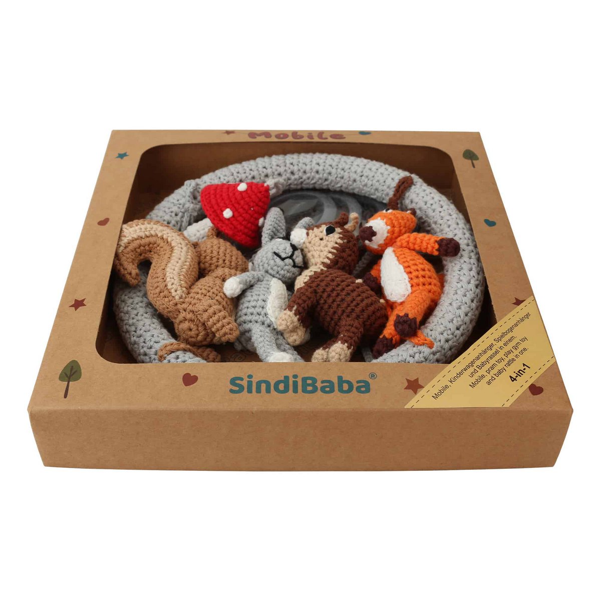 Crocheted baby mobile FOREST ANIMALS I (4-in-1)