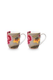 Set/2 Mugs Small Blooming Tales Fantasy Khaki
