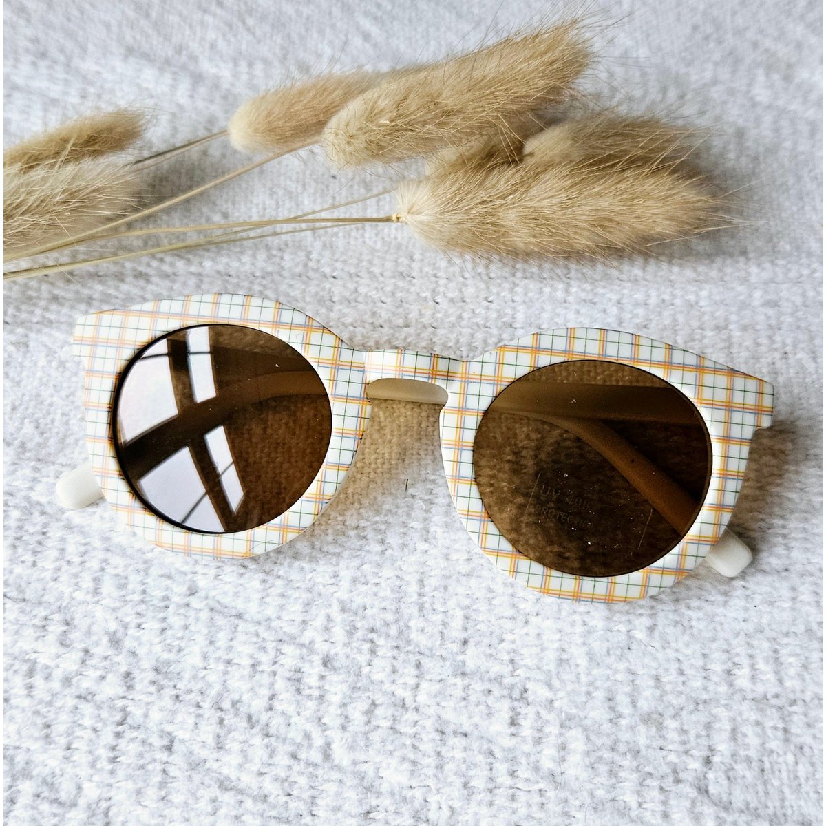 Gafas de sol para bebés y niños con cuadros UV400 - Beige
