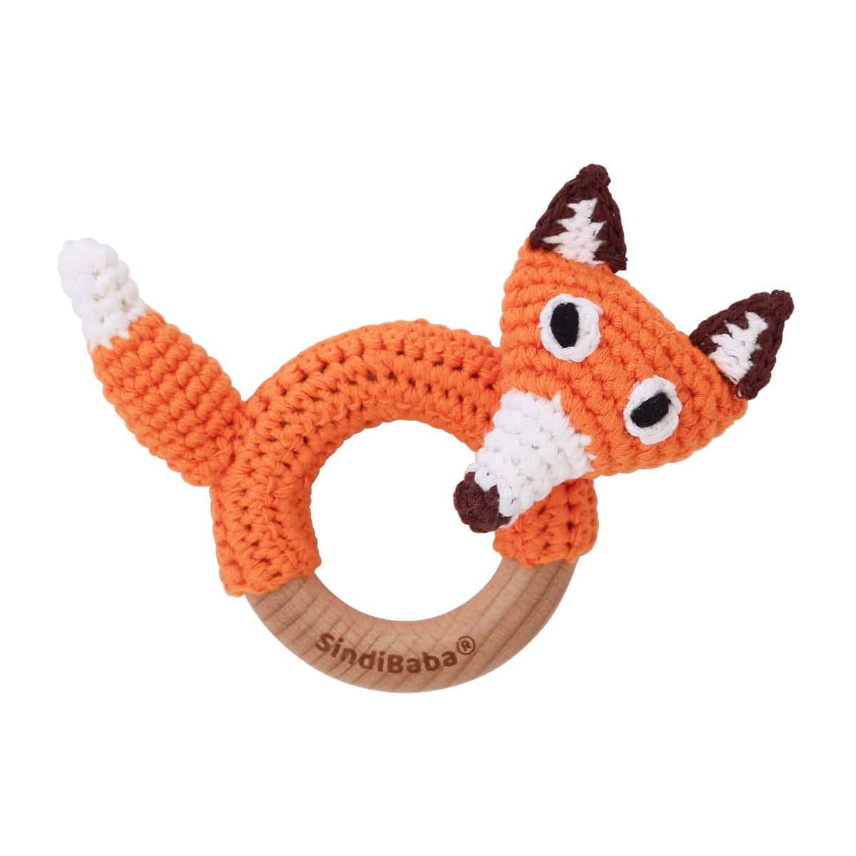 Crocheted grasping toy fox FRED (organic)