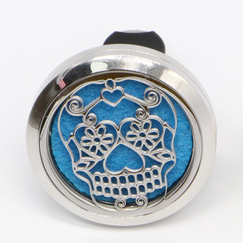 Autoverspreider Clip'Arôme - Calavera - roestvrij staal met blotters - decoratief aromatherapie-accessoire - cadeau-idee
