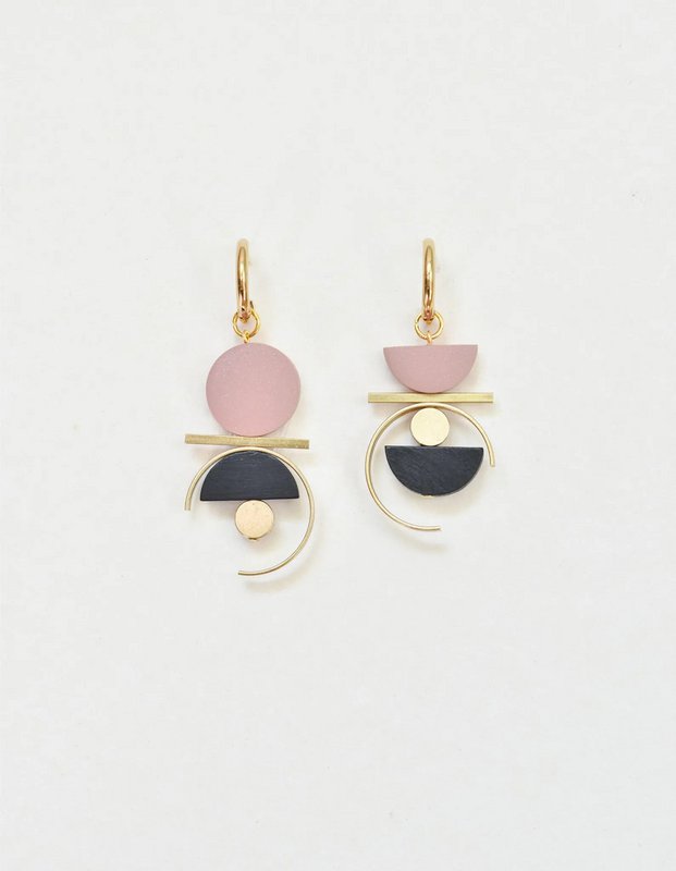 Asymmetrical dusty rose dangles