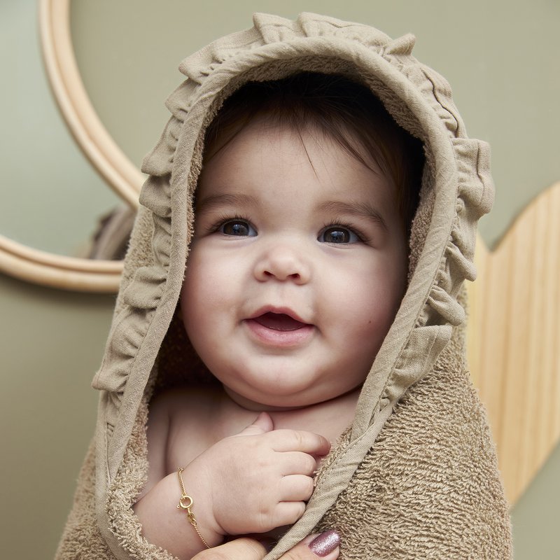 Bath cape terry cloth Ruffle Taupe