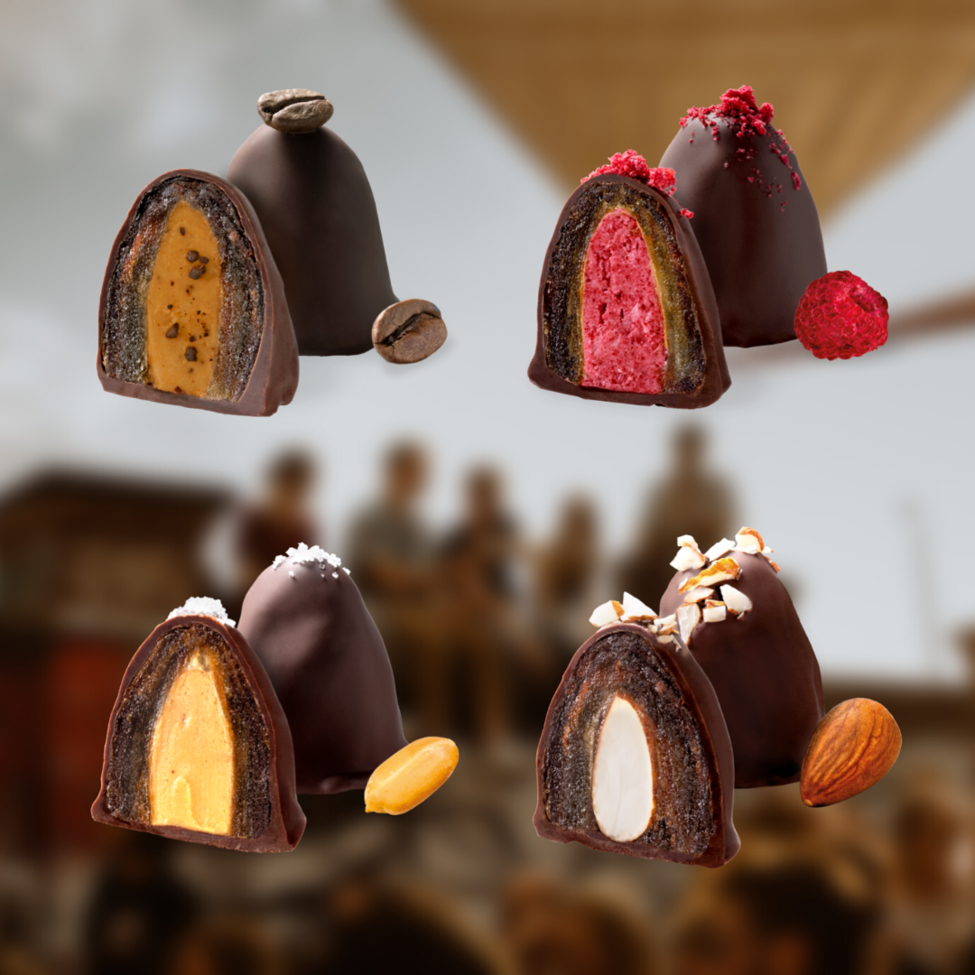 Organic date chocolates: mix pack