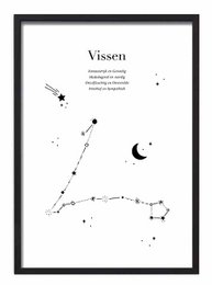 Pisces zodiac sign poster featuring the constellation and celestial symbols. Available in A3 and A4 sizes.