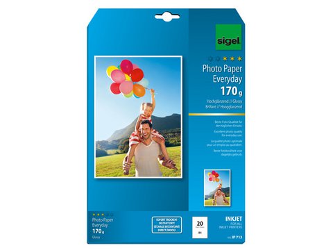 Inkjetfotopapier Sigel A4 Everyday+ 170grs wit 20 vel hoogglans