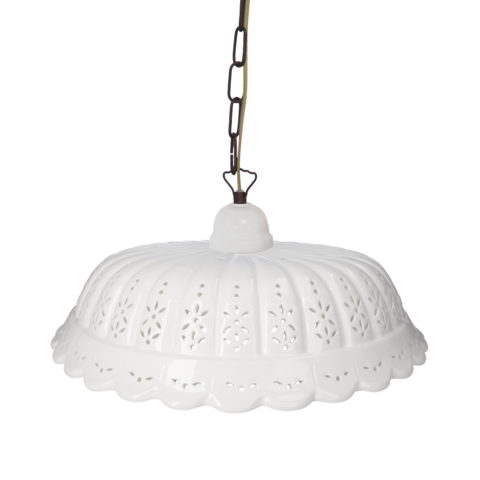 Perforierter, gewellter Kuppelkronleuchter, 42 cm, mit Messingkette
