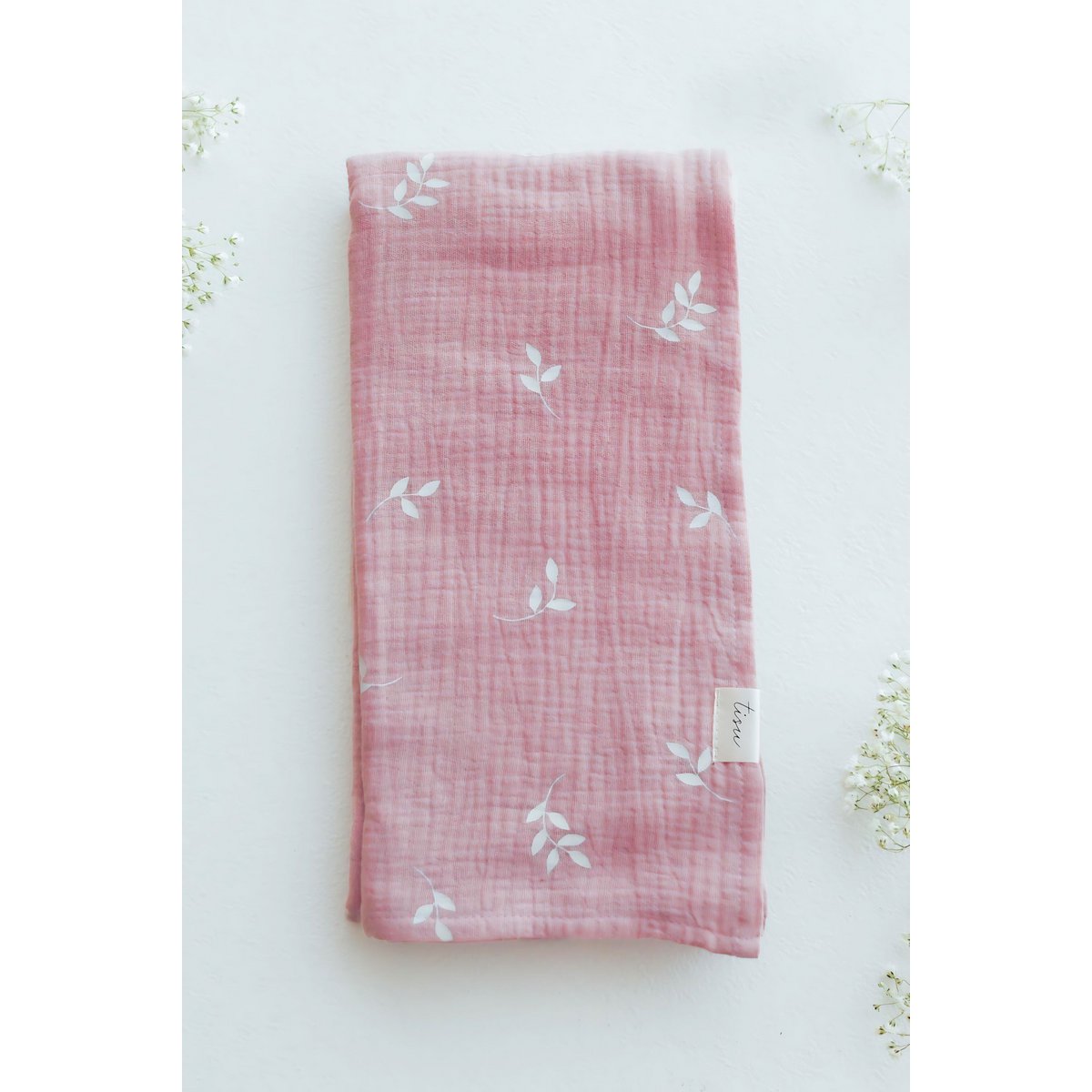 TISU muslin svøb, Blush Leaves