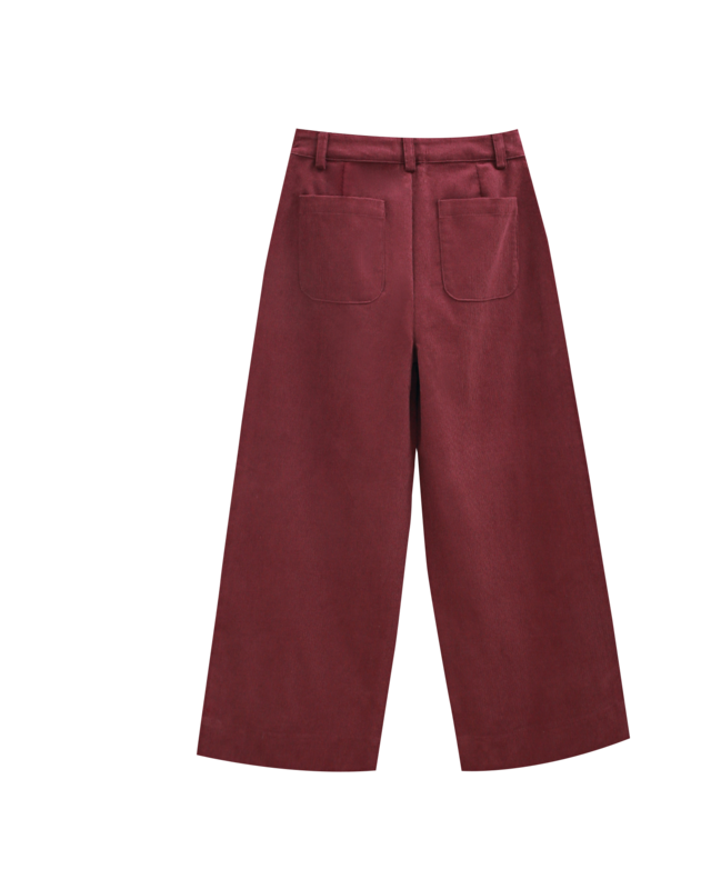 Pantalon long en velours côtelé pour fille couleur aubergine P80-11604175