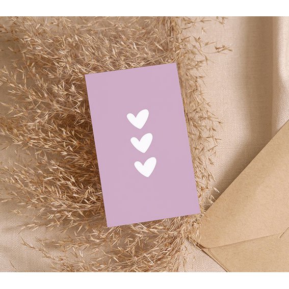 Mini-carte | Coeurs violets