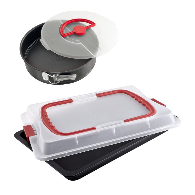 Rechteckiges Backblech mit Deckel und Springform mit Deckel Dr. Oetker Bake and Go